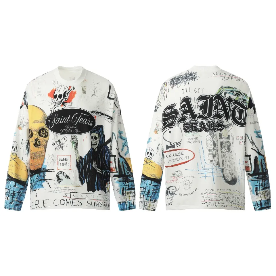 Saint michael tears all-over printed long-sleeved vintage autumn and winter T-shirt Style number: 110 Size: M L XL Wholesale price: 136 Color: Picture color
